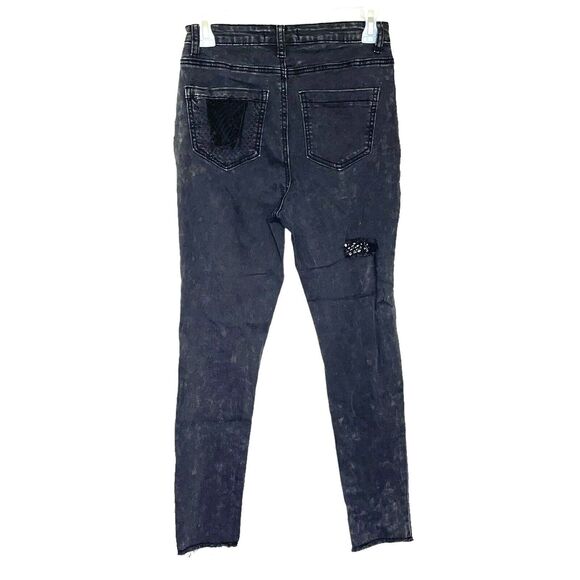 Forever 21 Womens Small Jeans Distressed Ripped Mesh Frayed Gothic Emo Punk - Picture 2 of 16